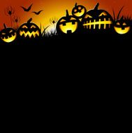 Halloween Pumpkins on a moon lit horizon