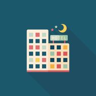 Hotel flat icon with long shadow N7