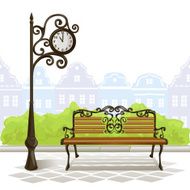 bench street clock old town
