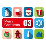 Merry Christmas flat icon set N3