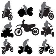 Vector silhouettes of motorcycles and ATVs