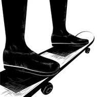 Woodcut art of skateboarding