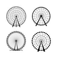 Ferris Wheel from amusement park vector silhouette