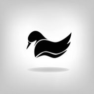 the stylized silhouette of a duck