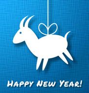 Goat Paper Applique on Bright Blue Canvas Background
