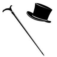 Top Hat and Cane Icon Silhouette N2