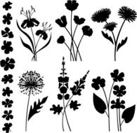 Stylized garden flowers