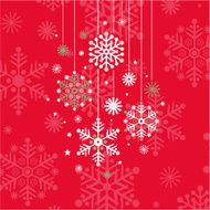 Hanging Snowflakes on Red Background