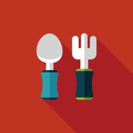 dishware and cutlery flat icon with long shadow eps10 N3
