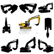 Excavator silhouette set