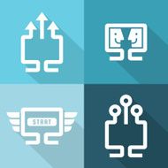 Computer and network connections icons set Vector illustration Flat style