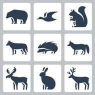 Vector forest animals icons set