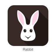 Rabbit Cute animal face cartoon flat icon design N2