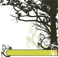 Vector floral background with a tree and frame