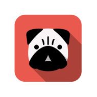 Pug dog face flat design