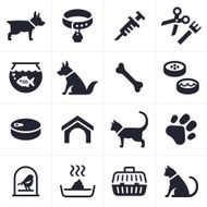 Pet Dog and Cat Icons Symbols