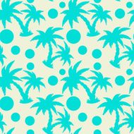 Seamless pattern with coconut palm trees and circles