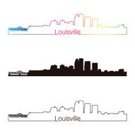 Louisville skyline linear style with rainbow