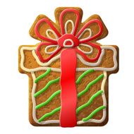 Gingerbread christmas gift decorated colored icing