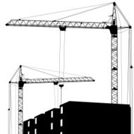Silhouette of two cranes