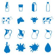 Set of Milk Icons Splashes Abstract Shapes and Design Elements