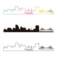 Toledo OH skyline linear style with rainbow
