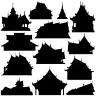 Temple building silhouettes