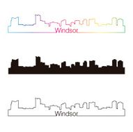 Windsor skyline linear style with rainbow