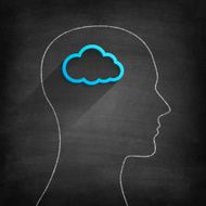 Cloud inside the head on Blackboard - Chalkboard