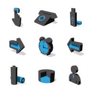 blue 3D icon set 03