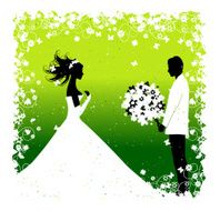 Bride and groom wedding illustration for your design