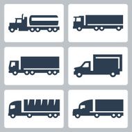 Vector trucks icons set side view N2