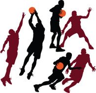 Sylhouettes of Basketball Players in action N2