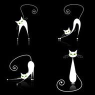White cats silhouettes for your design N2