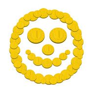 smiley face made up of coins