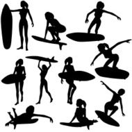 Female Surfing Silhouette Collection