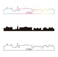 Oslo skyline linear style with rainbow