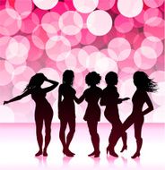 Sexy young women dancing on red glow background