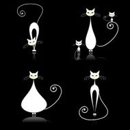 White cats silhouettes for your design N3
