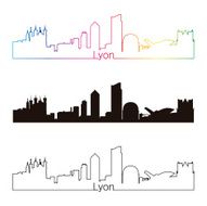 Lyon skyline linear style with rainbow