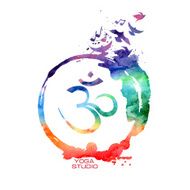 Watercolor Om sign label