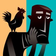 man and rooster