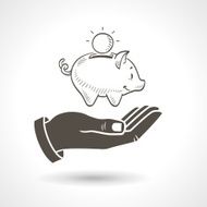 Hand Holding Piggy Bank Vector N2