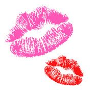 Red and pick lisptick kiss - VECTOR