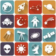 Space and astronomy flat icons Vector set