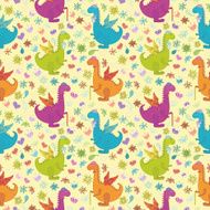 Seamless pattern cartoon colorful Dragons N2