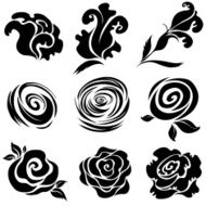 Vector set of rose flower design elements