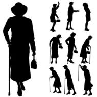 Vector silhouette of old people N132