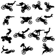 Vector silhouette of man with motorcycle