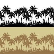 Palms and flowers silhouettes seamless